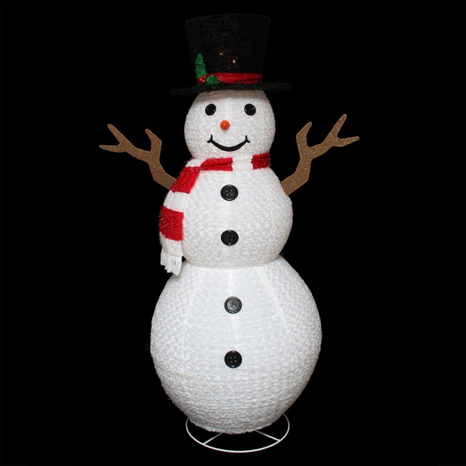 Northlight 6 ft. Pre Lit Outdoor Chenille Swirl Snowman with Top Hat Yard Decoration