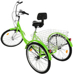 FRJINIE Adult Tricycle Bike 24-in 1/7 Speed 3-Wheel for Shopping W/Installation Tools Three-Wheeled Bicycle for Men and Women in 2021