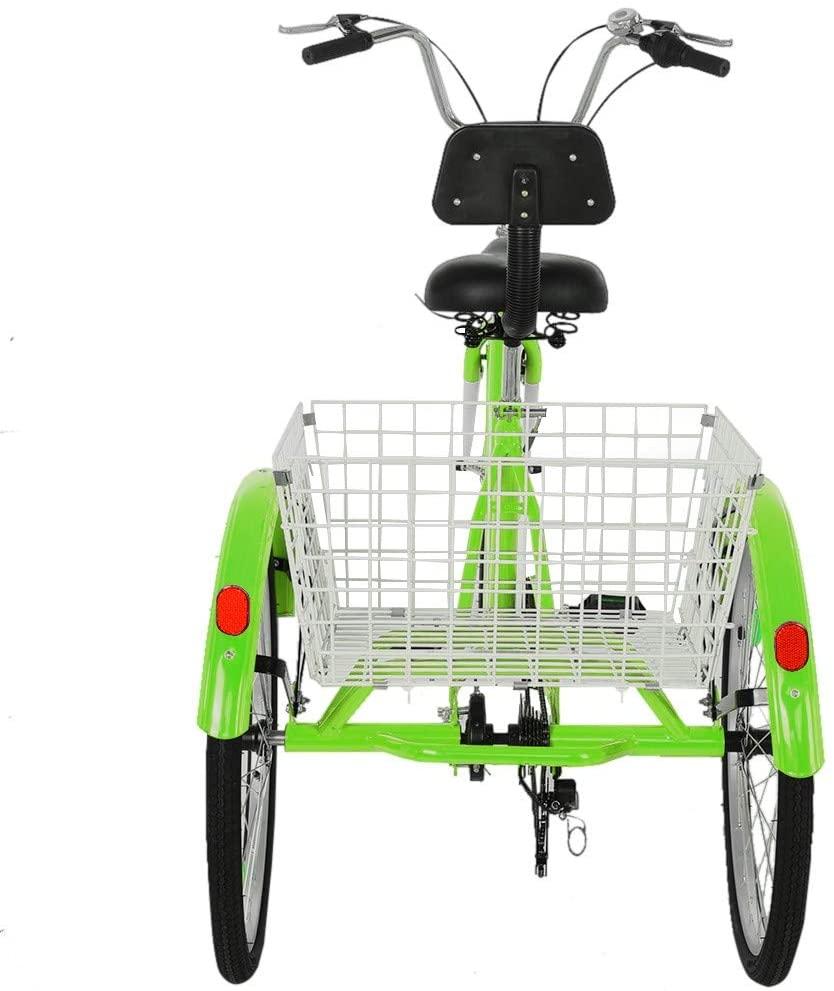 FRJINIE Adult Tricycle Bike 24-in 1/7 Speed 3-Wheel for Shopping W/Installation Tools Three-Wheeled Bicycle for Men and Women in 2021