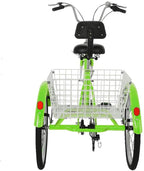 FRJINIE Adult Tricycle Bike 24-in 1/7 Speed 3-Wheel for Shopping W/Installation Tools Three-Wheeled Bicycle for Men and Women in 2021