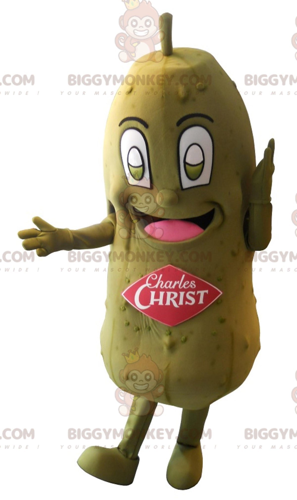 Giant Green Pickle BIGGYMONKEYMascot Costume. Charles Christ
