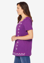 embroidered square neck tee