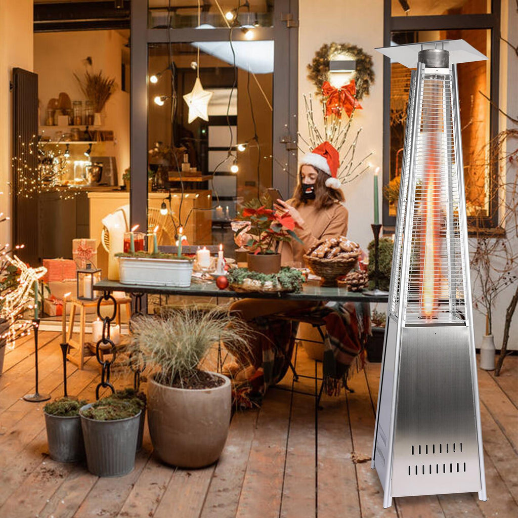 Patio Heater 42,000 BTU Pyrami-d Flame Outdoor Heater Propane Heater With Wheel
