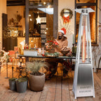 Patio Heater 42,000 BTU Pyrami-d Flame Outdoor Heater Propane Heater With Wheel
