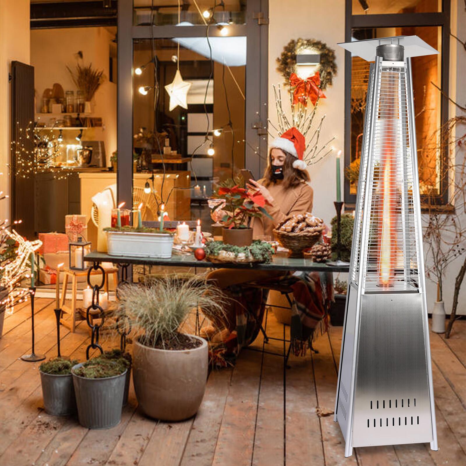 Patio Heater 42,000 BTU Pyrami-d Flame Outdoor Heater Propane Heater With Wheel