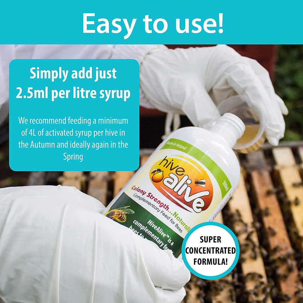 hive alive bee food supplement - natural honey bee liquid feed enhancer - organic beekeeping autumn spring feeding - lower winter mortality, improve colony health, honey production (2l, 200 hives)