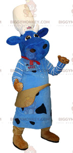 Blue Cow BIGGYMONKEYMascot Costume with Hat. Macotte Duke Factory