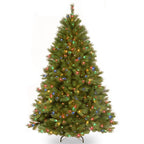 National Tree Company Multi-color Prelit Incandescent Green Full Christmas Tree, 7.5'
