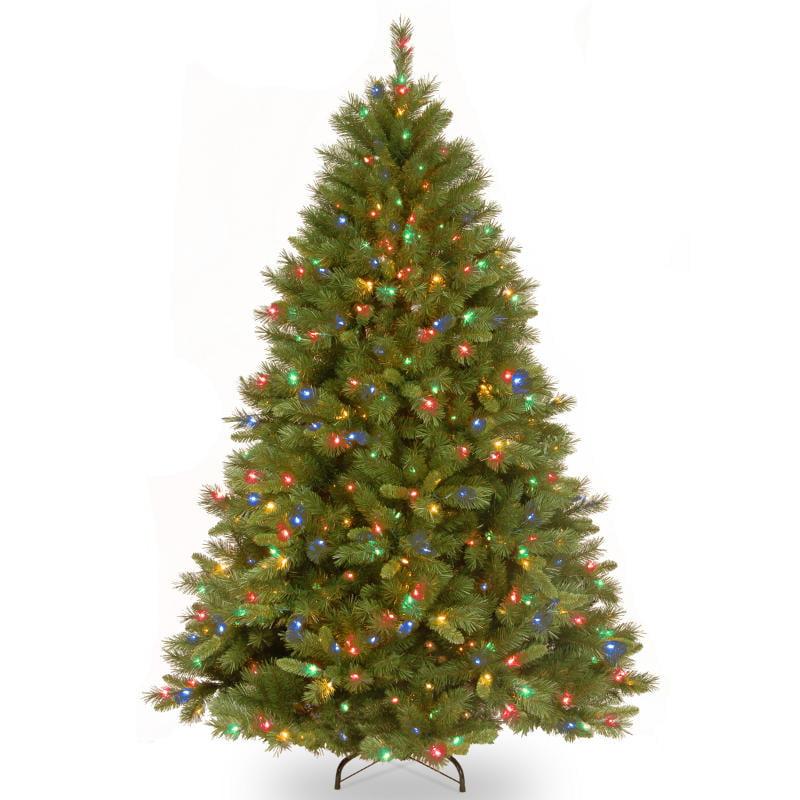 National Tree Company Multi-color Prelit Incandescent Green Full Christmas Tree, 7.5'