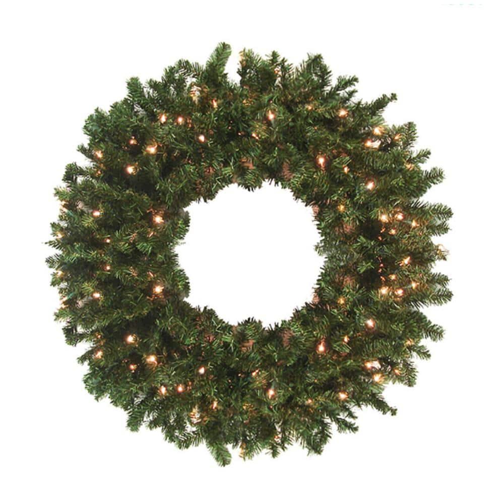 8 ft. Pre-Lit High Sierra Pine Commercial Artificial Christmas Wreath - Clear Lights