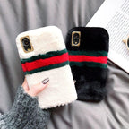 Phone Accessories - Creative Patchwork Stripped Color Fur Phone Case For iPhone Series