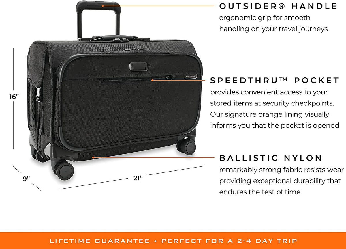 Baseline Garment Bags, Black, Carry Spinner