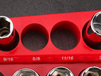 Magnetic Socket Organizer Set, 6PCS Socket Holder, 1/4", 3/8", 1/2" Sockets Holds 143 Pieces Magnetic Sockets Trays (Blue&red, 6 Pcs)