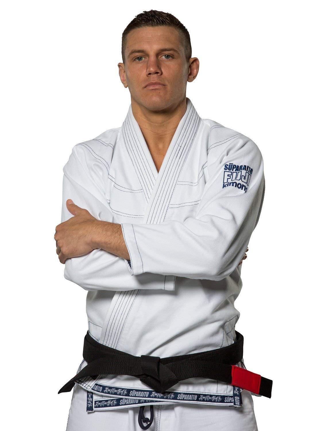 Fuji Suparaito Superlite Brazilian Jiu Jitsu BJJ Gi - White w Navy (A0)