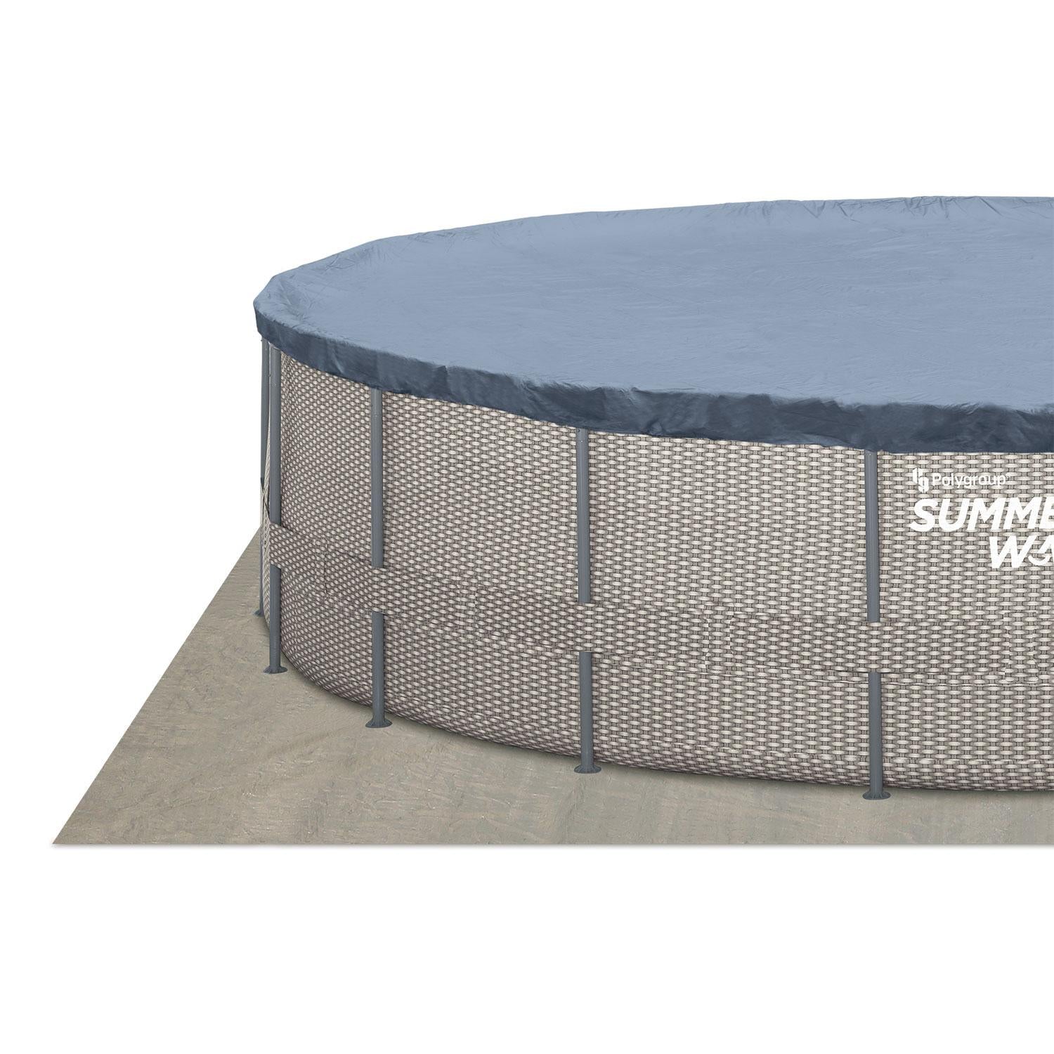 Summer Waves Active Metal Frame 16 Foot x 48 Inch Round Above Ground Wicker Gray Swimming Pool Set with Skimmer Plus Pool Filter