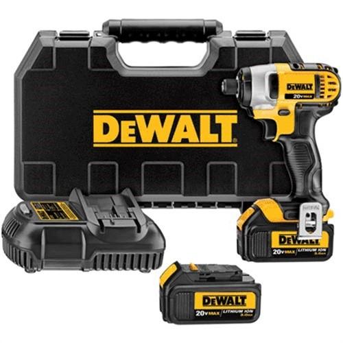 dcf885m2 cordless impact driver kit, 20 v, lithium-ion, 4 ah, 0 - 3200 bpm