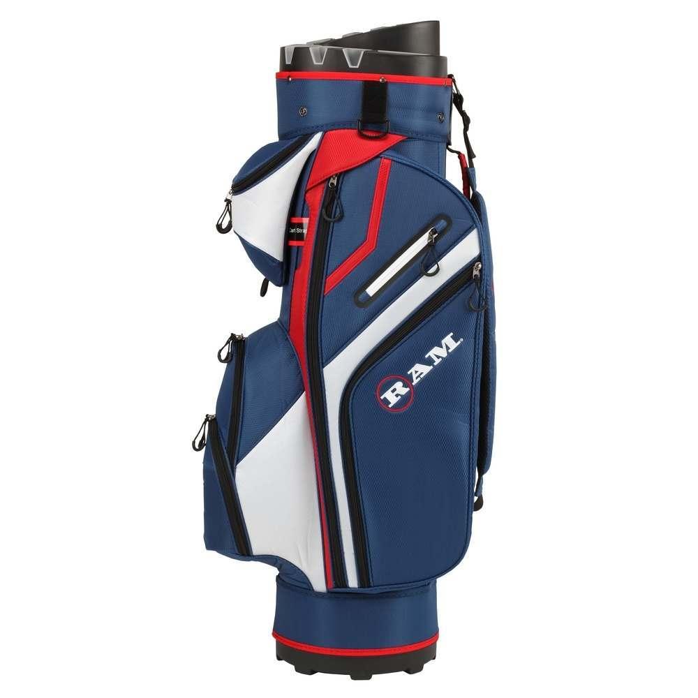 Ram Golf Premium Cart Bag with 14 Way Molded Organizer Divider Top - USA Flag
