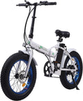 Electric Fat Tire Bicycle 20 In. x 4 In. Folding Bike 500W 36V 12Ah Lithium Battery Beach Mountain Snow Electric Bike Moped - White and Blue