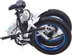 Electric Fat Tire Bicycle 20 In. x 4 In. Folding Bike 500W 36V 12Ah Lithium Battery Beach Mountain Snow Electric Bike Moped - White and Blue