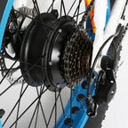 Electric Fat Tire Bicycle 20 In. x 4 In. Folding Bike 500W 36V 12Ah Lithium Battery Beach Mountain Snow Electric Bike Moped - White and Blue