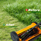 Push Reel Lawn Mower, 16-Inch 5-Blade Cordless Manual Reel Lawn Mower, Walk-Behind Steel Lawn Mower with 4-Position Cutting Height Adjustment &amp; SponGrip