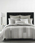 Hotel Collection Cotton Linen Broken Stripe Modern Geometric Quilt - - Gray