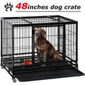 LarDog Crate Dog CaDog Kennel Heavy Duty 48/36 Inches Pet Playpen for Training Indoor Outdoor with Plastic Tray Double Doors &amp; Locks