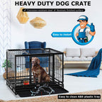 LarDog Crate Dog CaDog Kennel Heavy Duty 48/36 Inches Pet Playpen for Training Indoor Outdoor with Plastic Tray Double Doors &amp; Locks