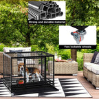 LarDog Crate Dog CaDog Kennel Heavy Duty 48/36 Inches Pet Playpen for Training Indoor Outdoor with Plastic Tray Double Doors &amp; Locks