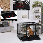 LarDog Crate Dog CaDog Kennel Heavy Duty 48/36 Inches Pet Playpen for Training Indoor Outdoor with Plastic Tray Double Doors &amp; Locks