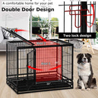 LarDog Crate Dog CaDog Kennel Heavy Duty 48/36 Inches Pet Playpen for Training Indoor Outdoor with Plastic Tray Double Doors &amp; Locks