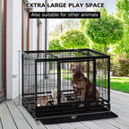 LarDog Crate Dog CaDog Kennel Heavy Duty 48/36 Inches Pet Playpen for Training Indoor Outdoor with Plastic Tray Double Doors &amp; Locks
