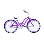Micargi TAHITI 26" Beach Cruiser Coaster Brake  Steel Spokes One Piece Crank Alloy Purple Rims 36H With Fenders Color: Purple/ Purple