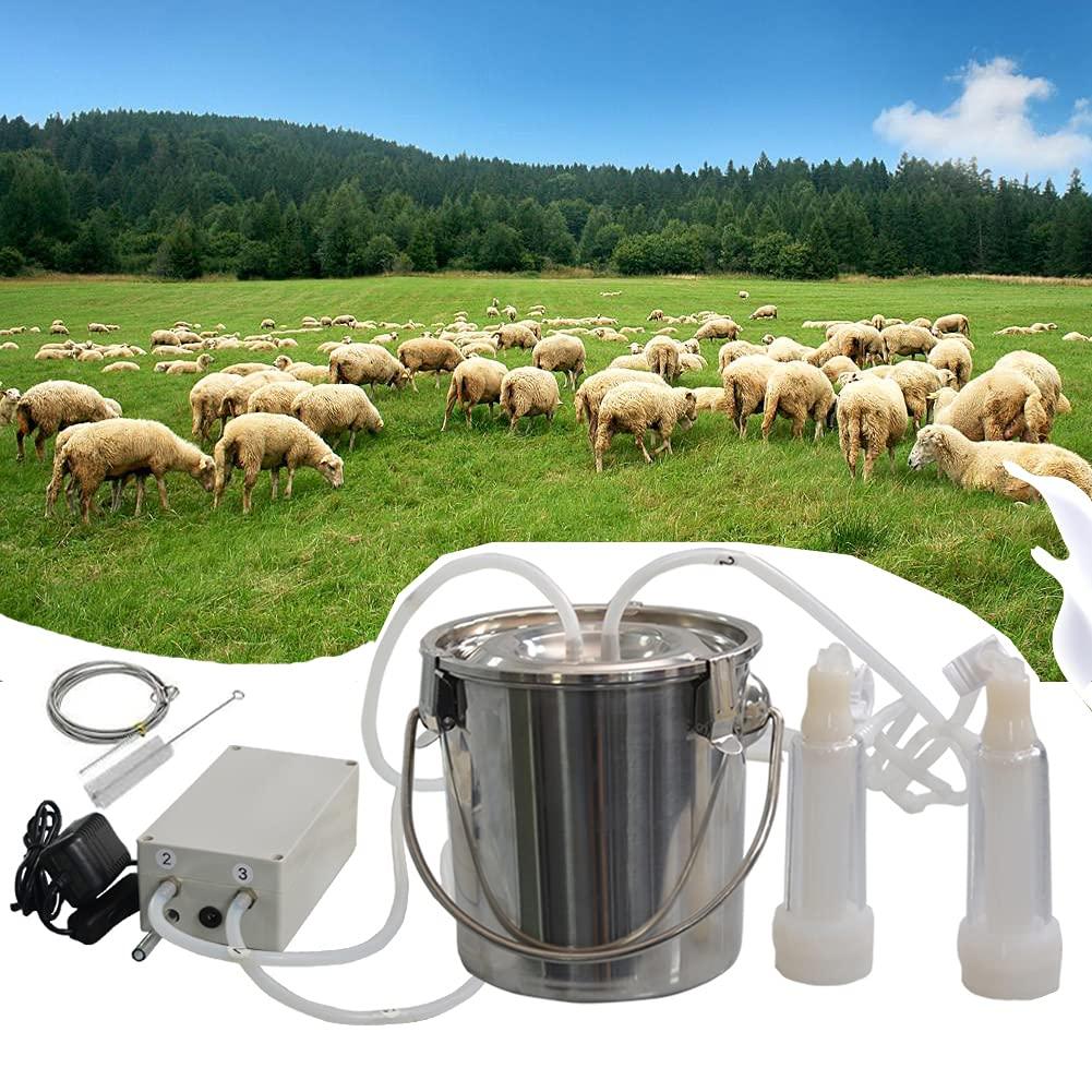 lyfreen milking machine for goats, automatic pulsation vacuum pump milker food-grade goat milking machine, portable farm supplies for nigerian dwarfs, nubian mix (3l,us plug)