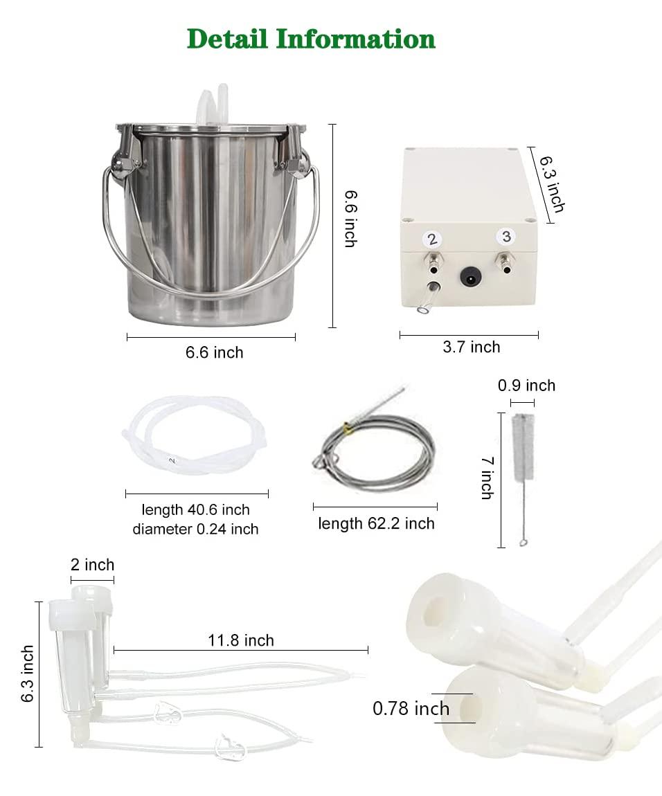 lyfreen milking machine for goats, automatic pulsation vacuum pump milker food-grade goat milking machine, portable farm supplies for nigerian dwarfs, nubian mix (3l,us plug)