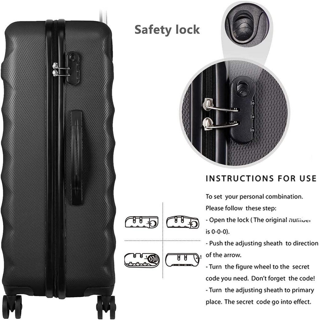 2pcs Anti-scratch ABS Material Hardside Spinner luggage, Carry-On,20inch and 28inch Wear-resistant, Lightweight Spinner Suitcase