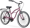reezero Around Block Women's 7-Speed Cruiser Bicycle, Light Plum w/Black Seat/Grips, 26" Wheels/17 Frame