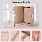 3 Piece  Suitcase Set Women Cute Carry on Luggage with Hat Box Cosmetic Case (embossed pink, 26"+20"+12")