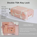3 Piece  Suitcase Set Women Cute Carry on Luggage with Hat Box Cosmetic Case (embossed pink, 26"+20"+12")