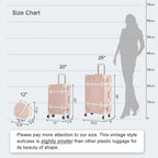 3 Piece  Suitcase Set Women Cute Carry on Luggage with Hat Box Cosmetic Case (embossed pink, 26"+20"+12")