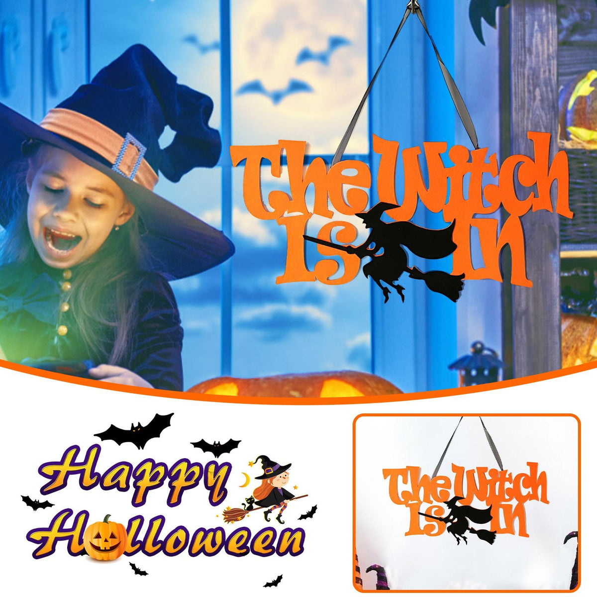 Mnycxen Halloween Witch Decoration Holiday Pendant Party Ghost Funny Decoration Props
