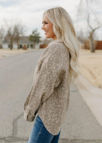 grey  corduroy button top