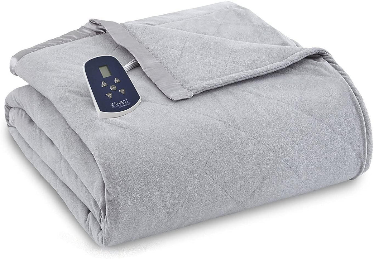 Thermee Micro Flannel Electric Blanket, Slate Grey, Queen