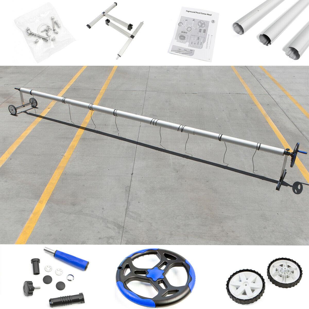 stainless steel solar cover reel for swimming pools up to 21 feet wide inground