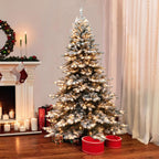 Pre-Lit 7.5' Flocked Princess Pine Artificial Christmas Tree with 700 Lights, Green