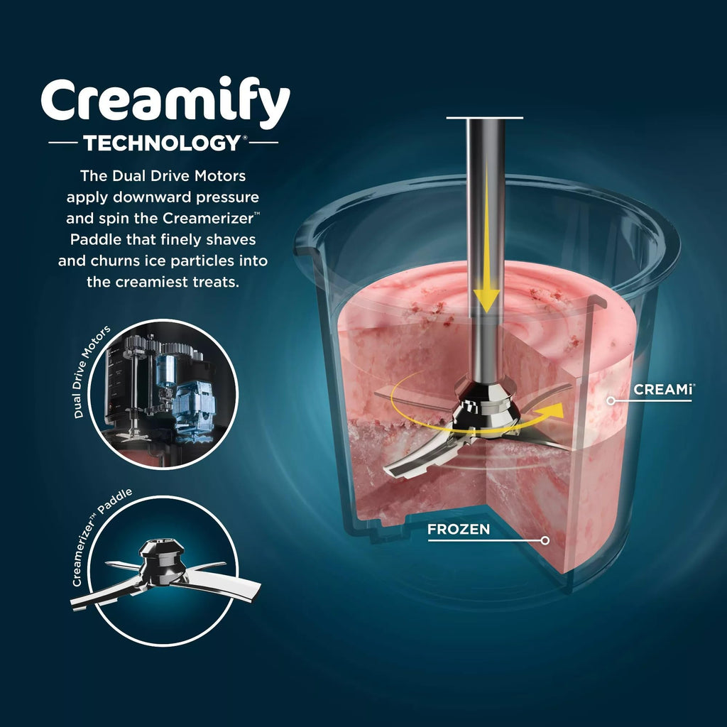 Shark NC301 CREAMi 7-In-1 Ice Cream Maker with 7 Custom Frozen Treat Modes and Easy 3-Step Treat Preparation, Cloud Silver (Renewed)