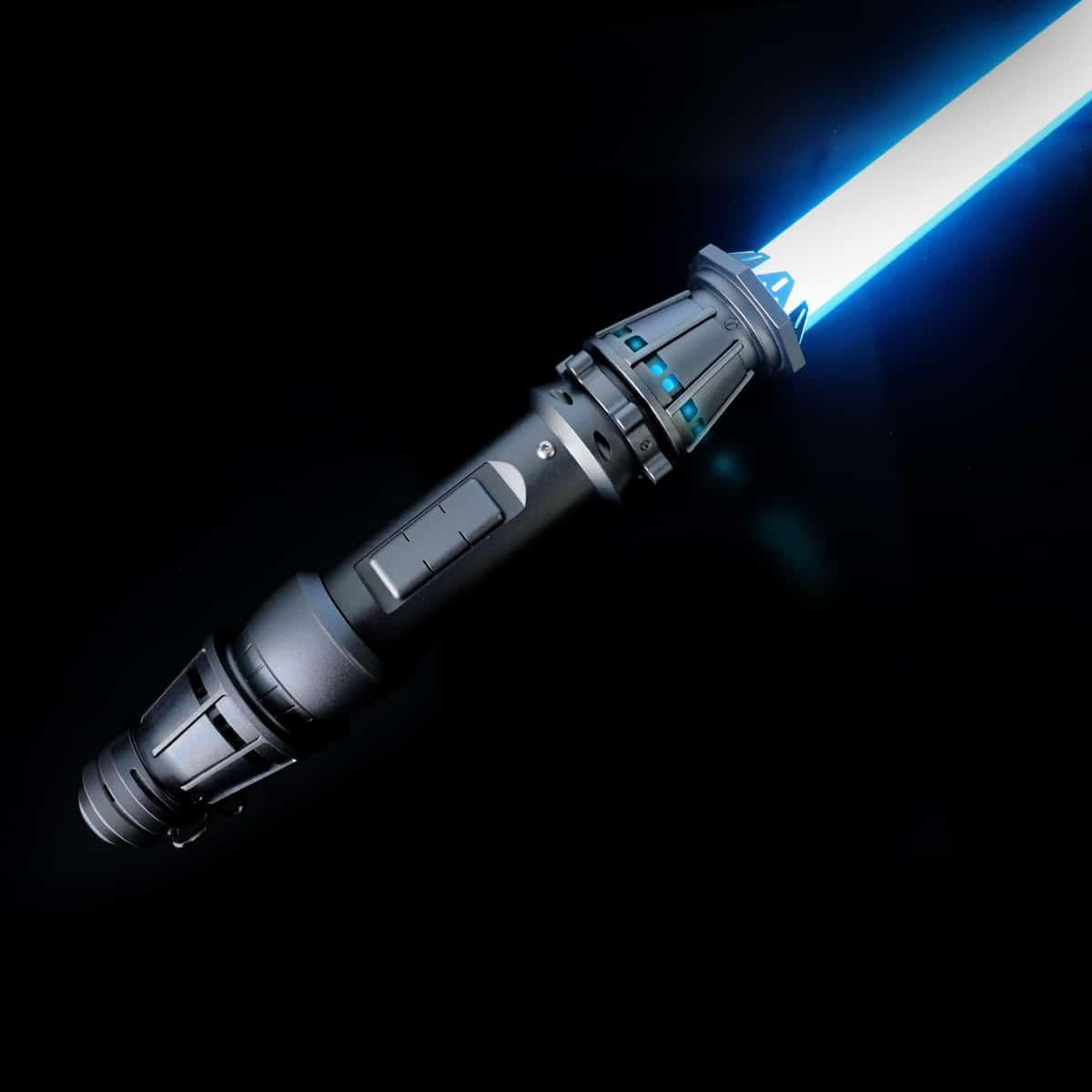 ZiaSabers RSW Neopixel Lightsaber with Xenopixel 2.0 Soundboard - Black Aluminum Hilt Star Wars Rey Skywalker Lightsabers - Strip LED with 12 Preset Colors and Smooth Swing Sounds