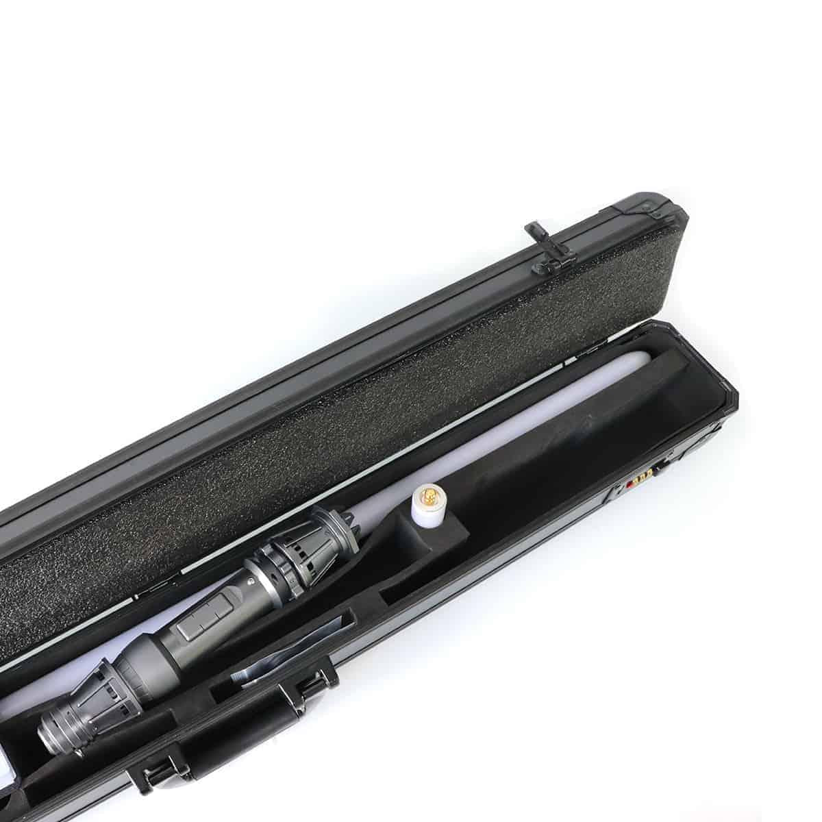 ZiaSabers RSW Neopixel Lightsaber with Xenopixel 2.0 Soundboard - Black Aluminum Hilt Star Wars Rey Skywalker Lightsabers - Strip LED with 12 Preset Colors and Smooth Swing Sounds