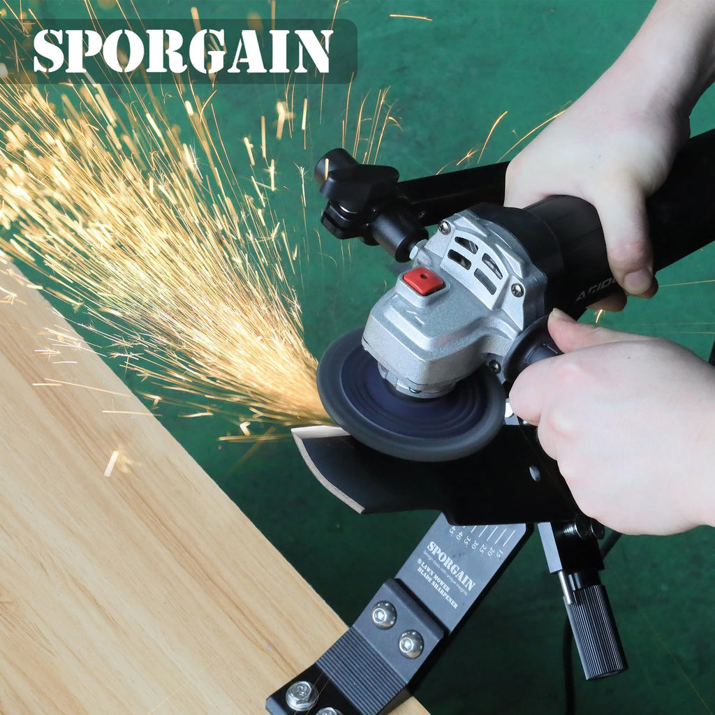 [Updated] Lawn Mower Blade Sharpener 15°-45° Adjustable Frame with Ball Bearing Manufacture Handle for Right &amp; Left Hand Blades, Use with Angle Grinder, Black