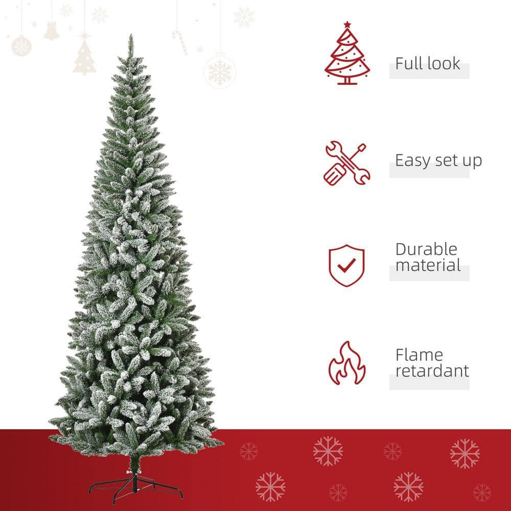 9 ft. Artificial Christmas Tree, Xmas Pencil Tree, Holiday Home Indoor Decoration for Party with Automatic Open